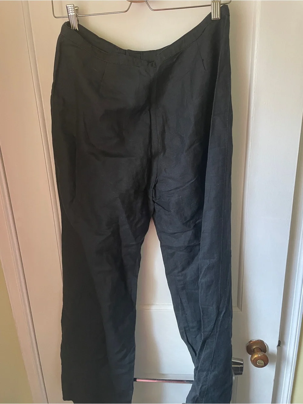 Black linen and silk Drawstring Pants - Picture 3 of 5